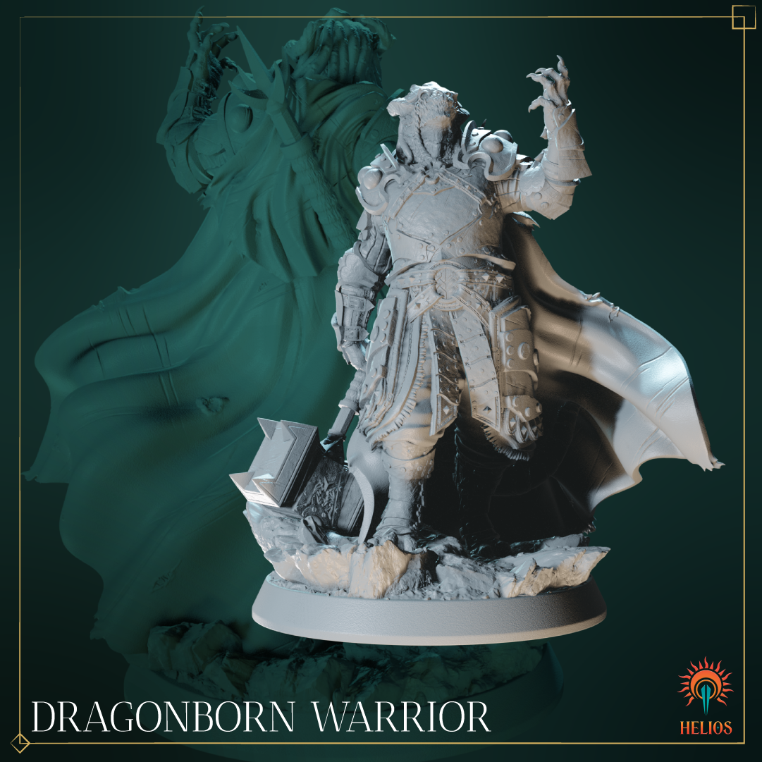 Dragonborn Paladin Miniature for TTRPG | Helios Tabletop