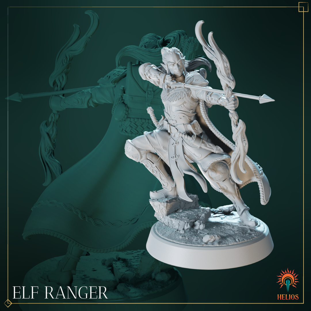 Male Elf Ranger Mini - Woodland Archer | Helios Tabletop