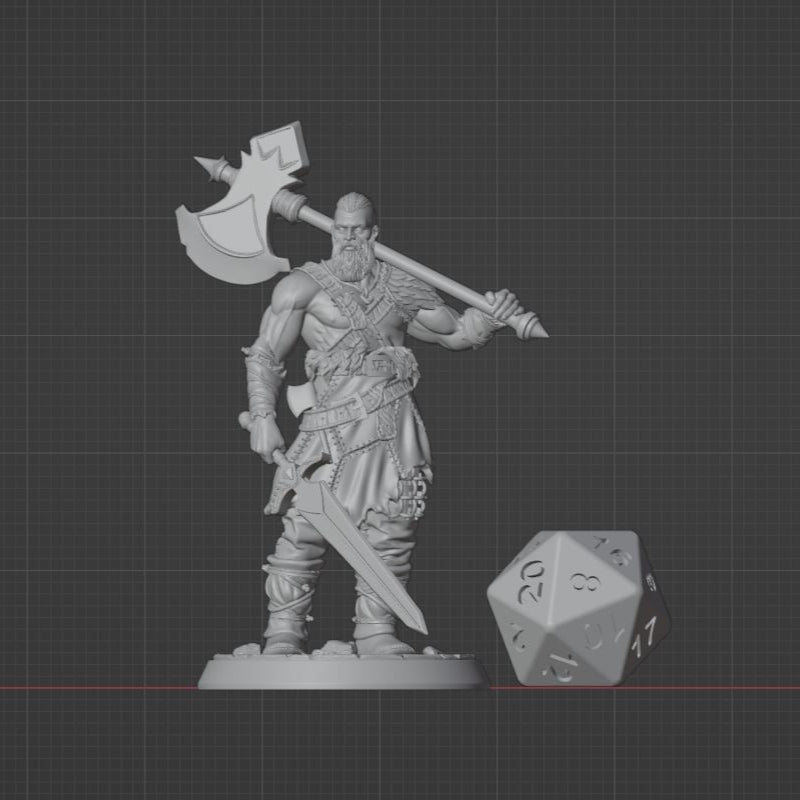 Human Barbarian | Axe & Sword | 5e