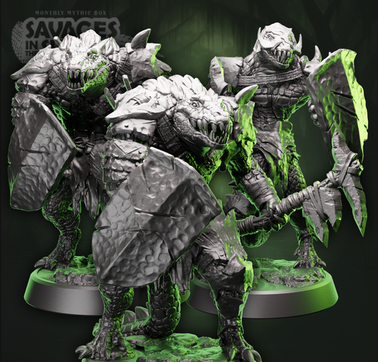 Crocodile Fighter Warband | Shield & Warpick | Medium (1in base) | 5e