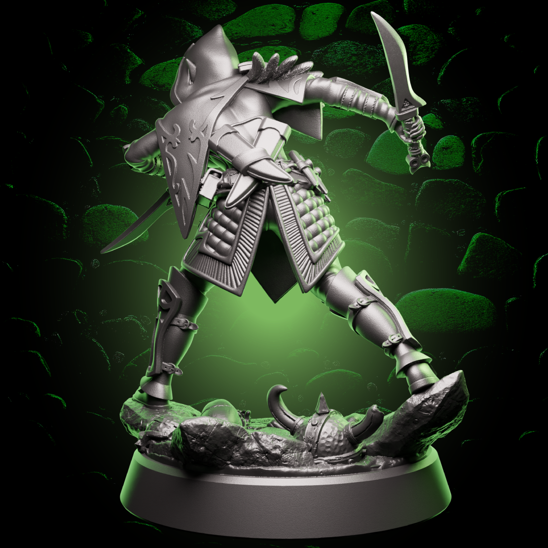 Female Elf Rogue miniature back view. Highly detailed and made for tabletop RPGs. | Helios Tabletop
