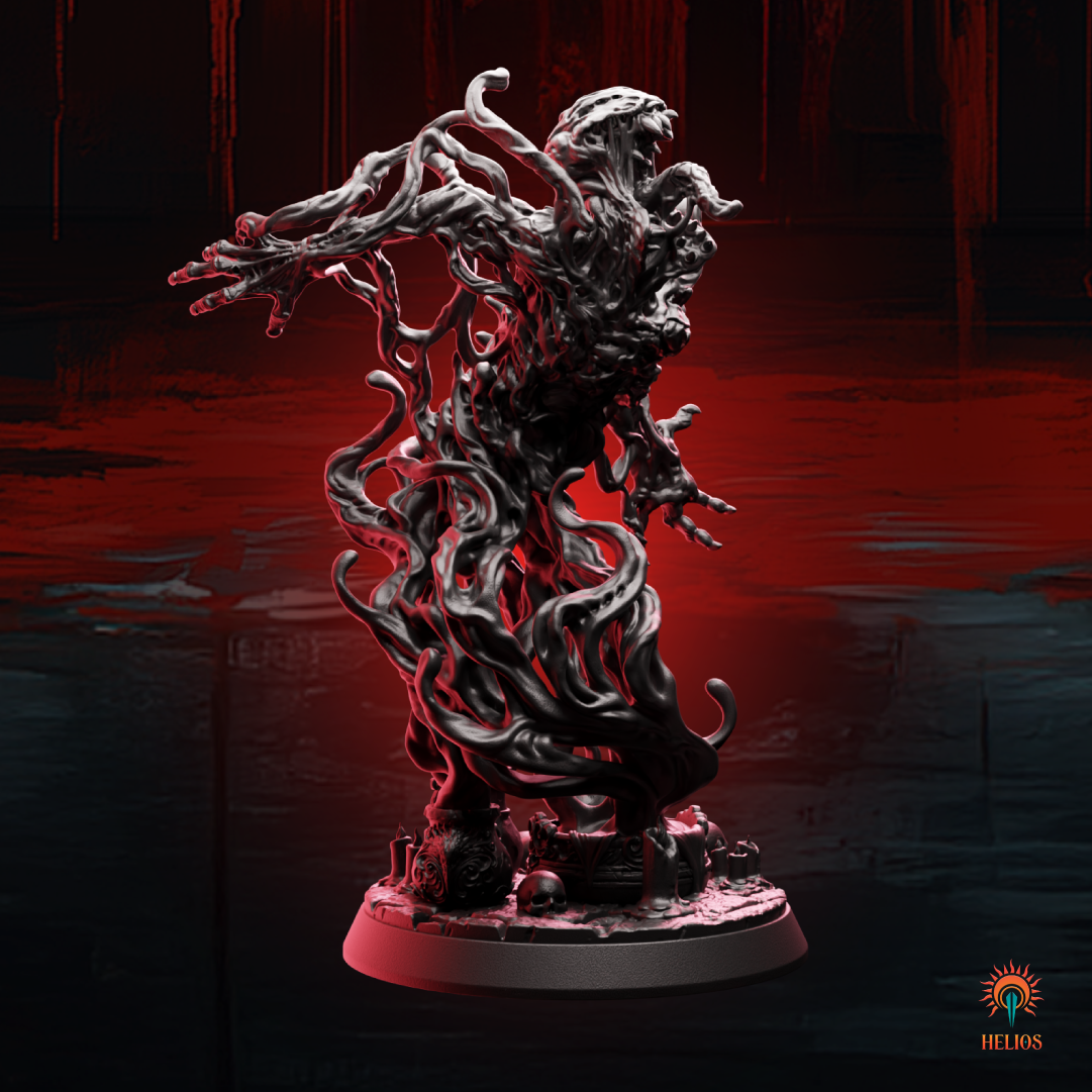 Front view of the February 2025 Mythic Box blood symbiote miniature, version 2.