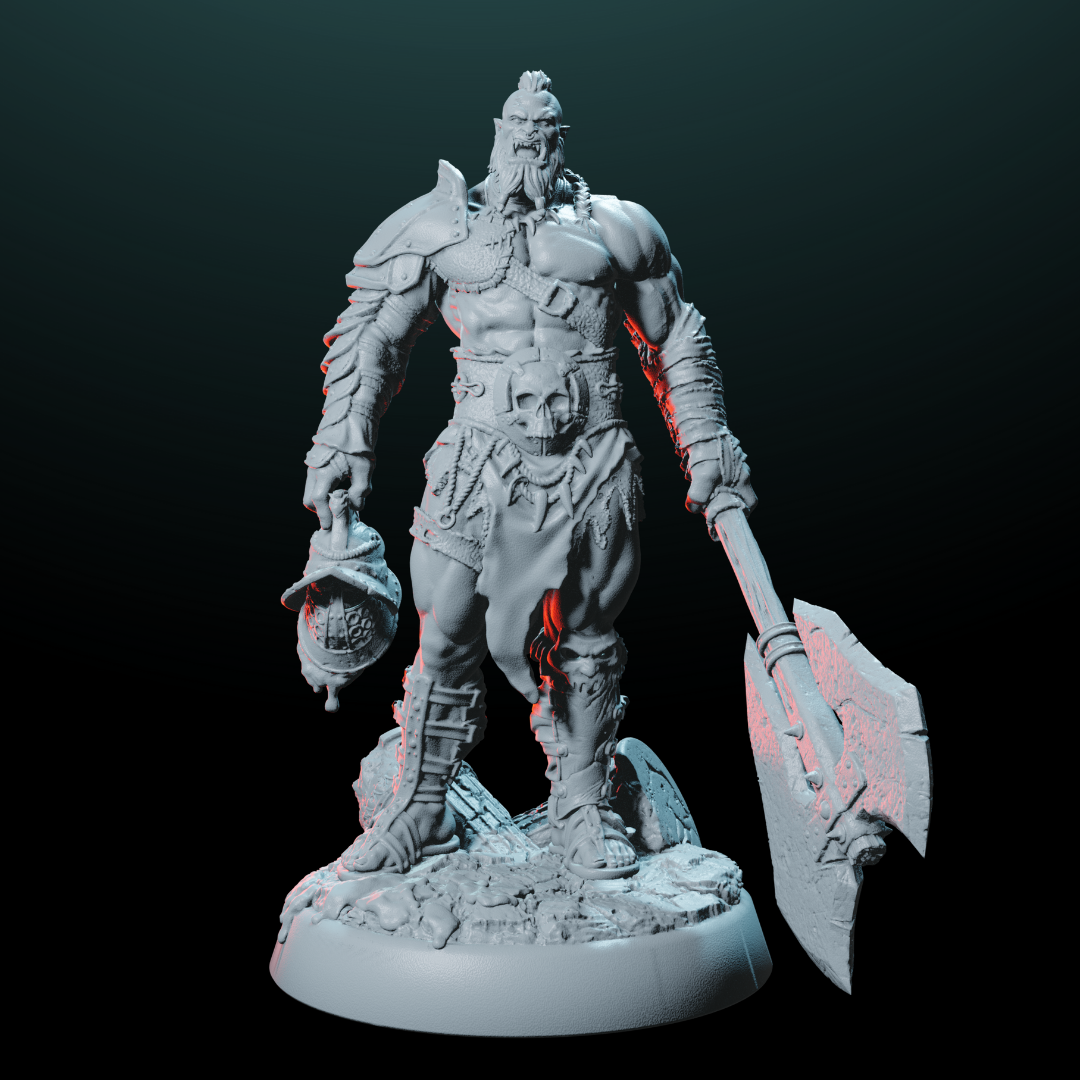 Male Orc Barbarian Mini - Savage Berserker | Helios Tabletop