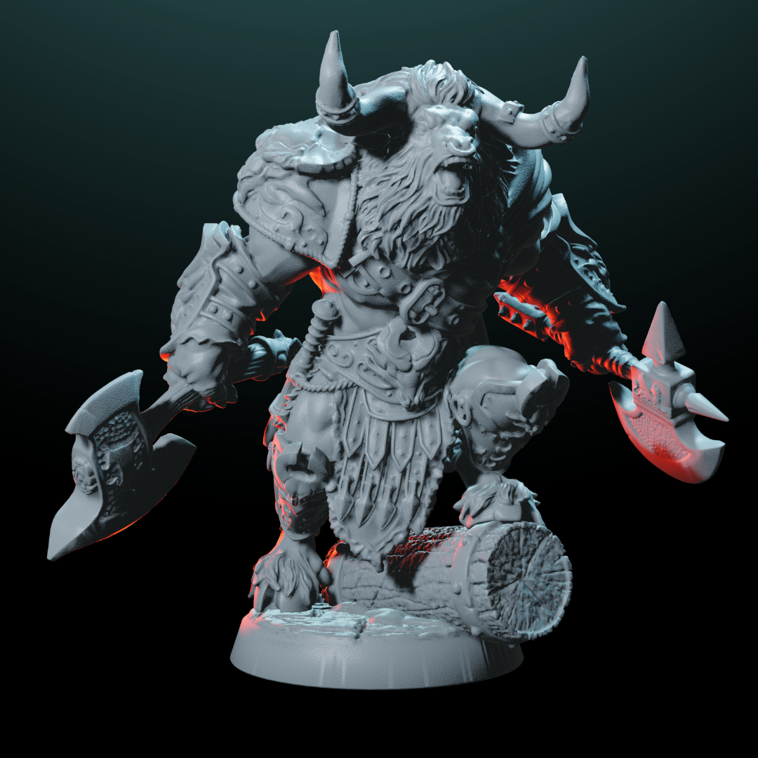 Minotaur with Dual Axes Mini -Fierce Labyrinth Brute | Helios Tabletop
