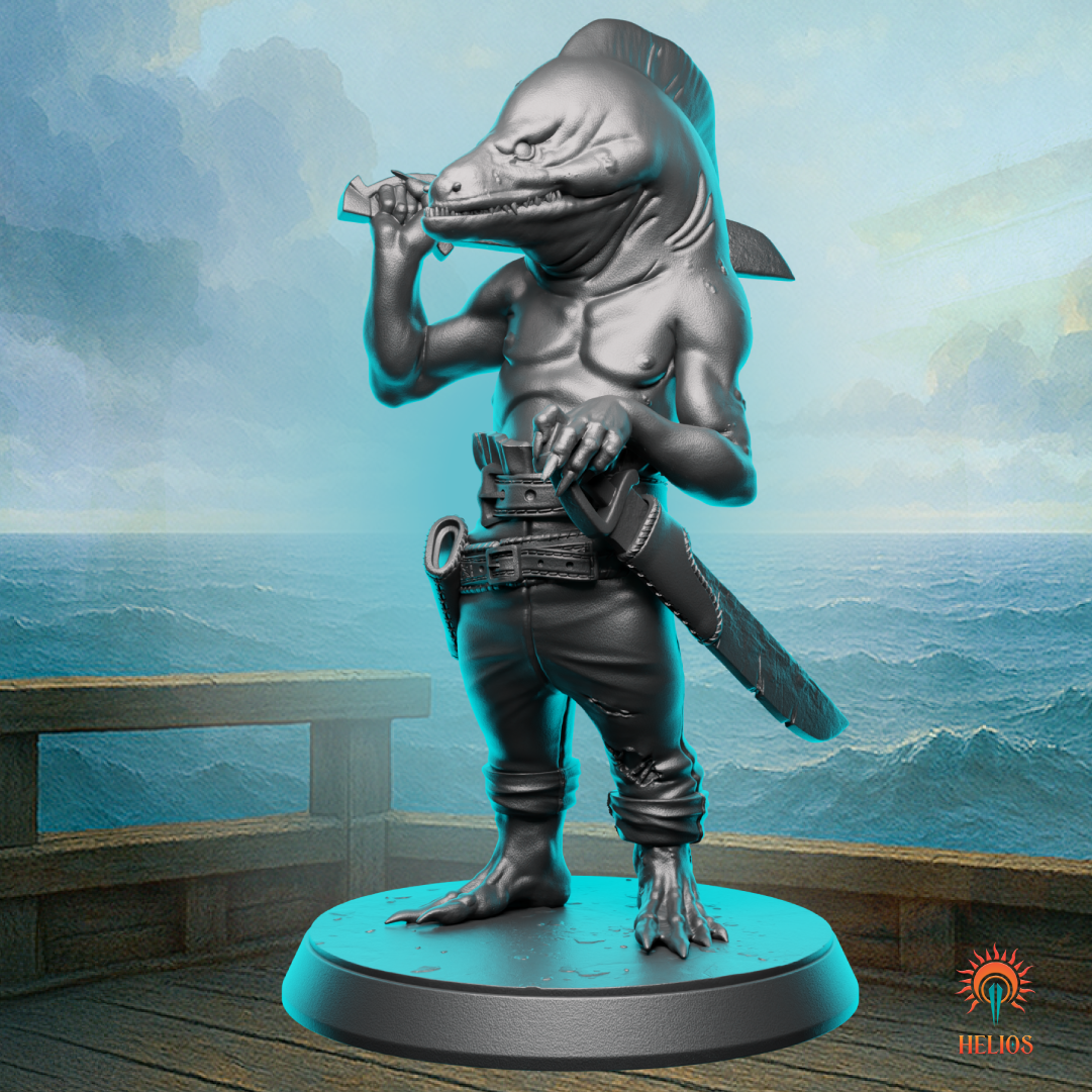 Eel-headed pirate mini ideal for D&D aquatic battles, pirate crew enemies, or coastal-themed fantasy RPG sessions.