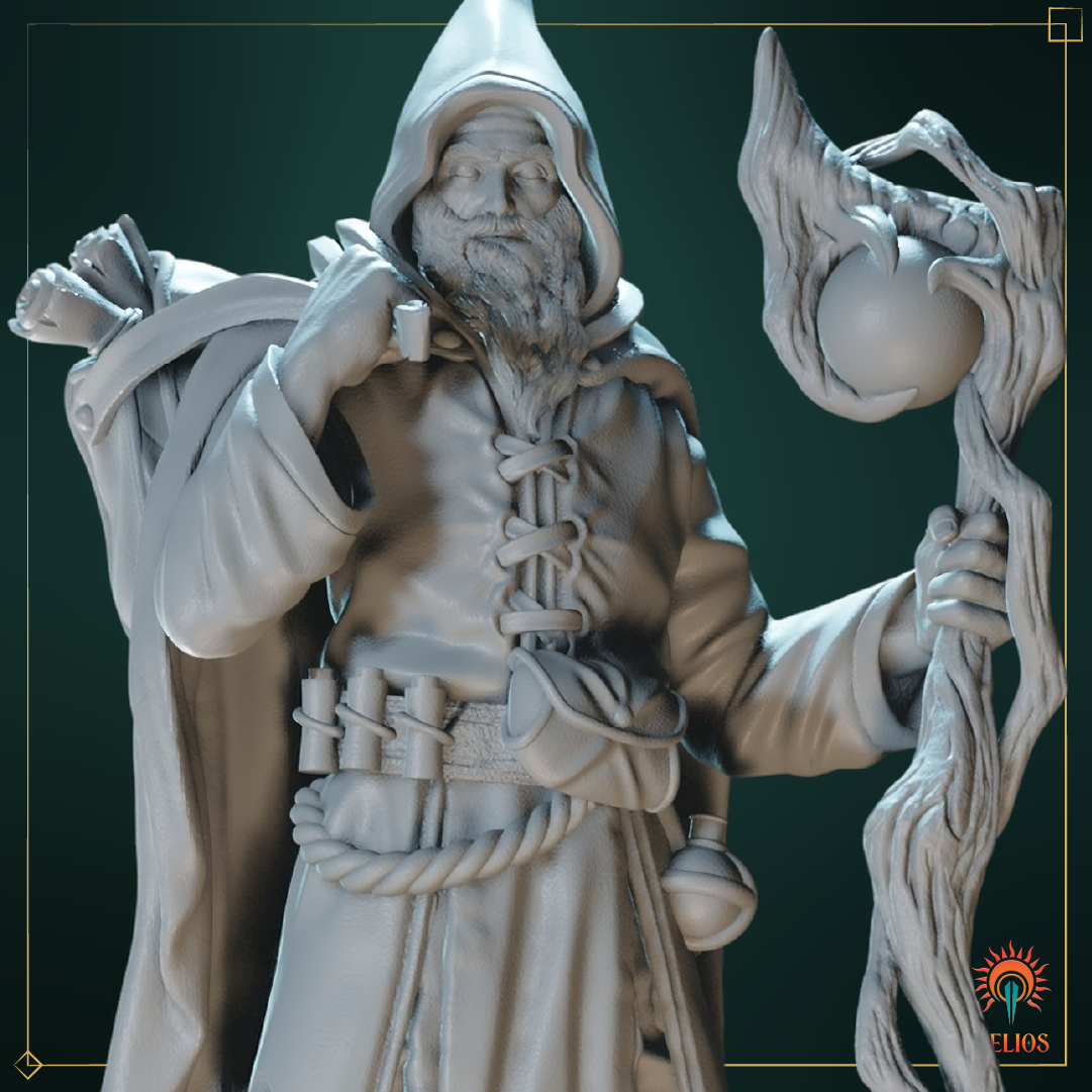 Male Human Wizard Mini - Arcane Spellcaster | Helios Tabletop