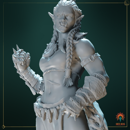 Female Orc Monk Miniature - Martial Discipline | Helios Tabletop