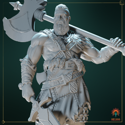 Male Human Barbarian Mini - Fearless Warrior | Helios Tabletop