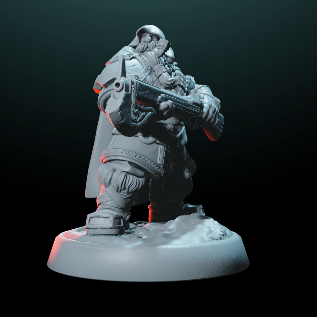 Male Dwarf Gunslinger Mini - Precision & Firepower | Helios Tabletop