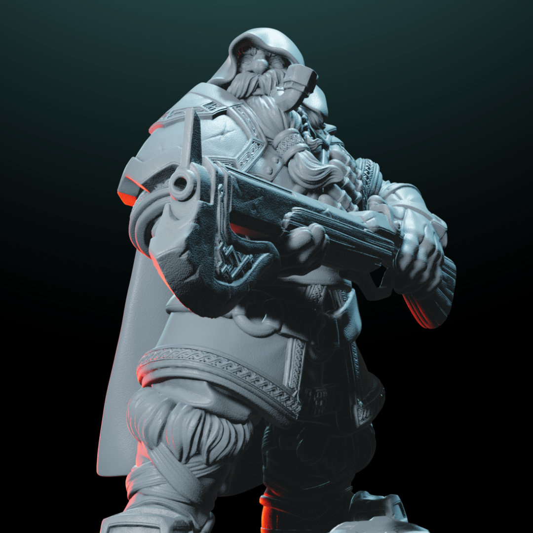 Male Dwarf Gunslinger Mini - Precision & Firepower | Helios Tabletop