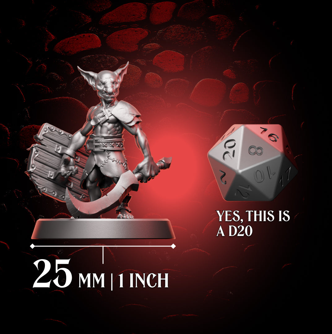 Goblin Fighter - Sword & Shield | Medium (1in)