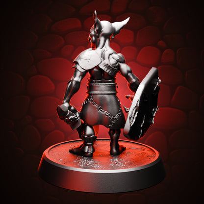 Goblin Fighter - Sword & Shield | Medium (1in), rear view