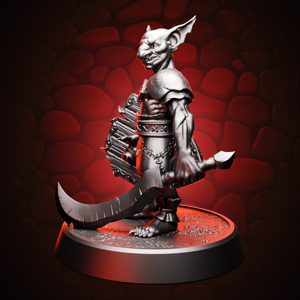 Goblin Fighter - Sword & Shield | Medium (1in), right view