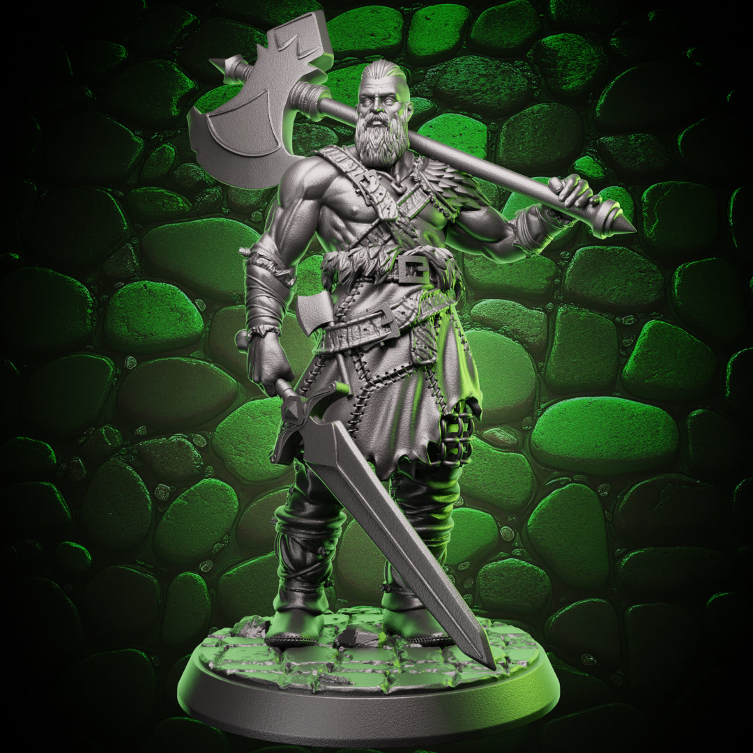 Human Barbarian | Axe & Sword | 5e