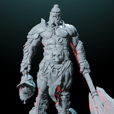 Male Orc Barbarian Mini - Savage Berserker | Helios Tabletop