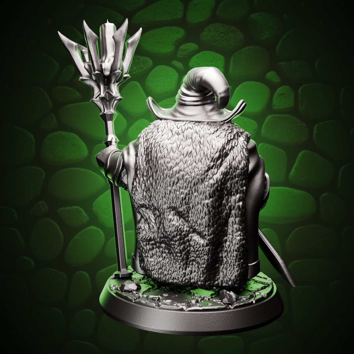 Dwarf Wizard - Staff & Sword, rear view