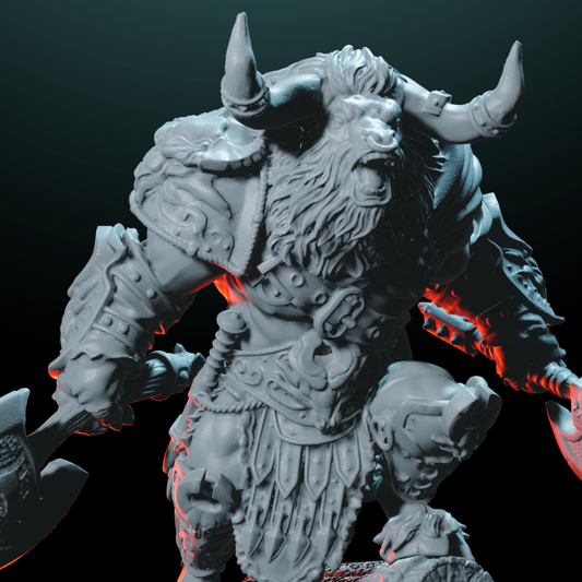 Minotaur with Dual Axes Mini -Fierce Labyrinth Brute | Helios Tabletop