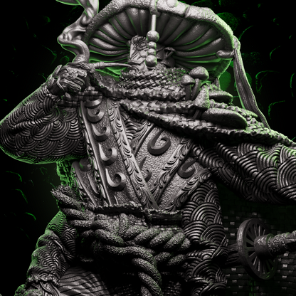Mycelian Fighter miniature with sword and mushroom-like features, ideal for unique fantasy RPG characters. | Helios Tabletop