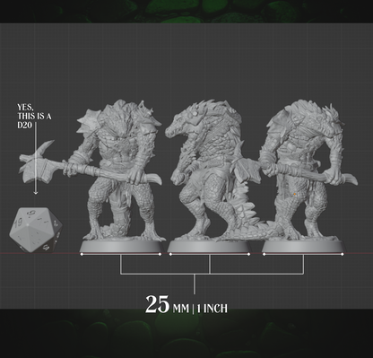 Crocodile Fighter Warband | Greataxe | Medium (1in base) | 5e