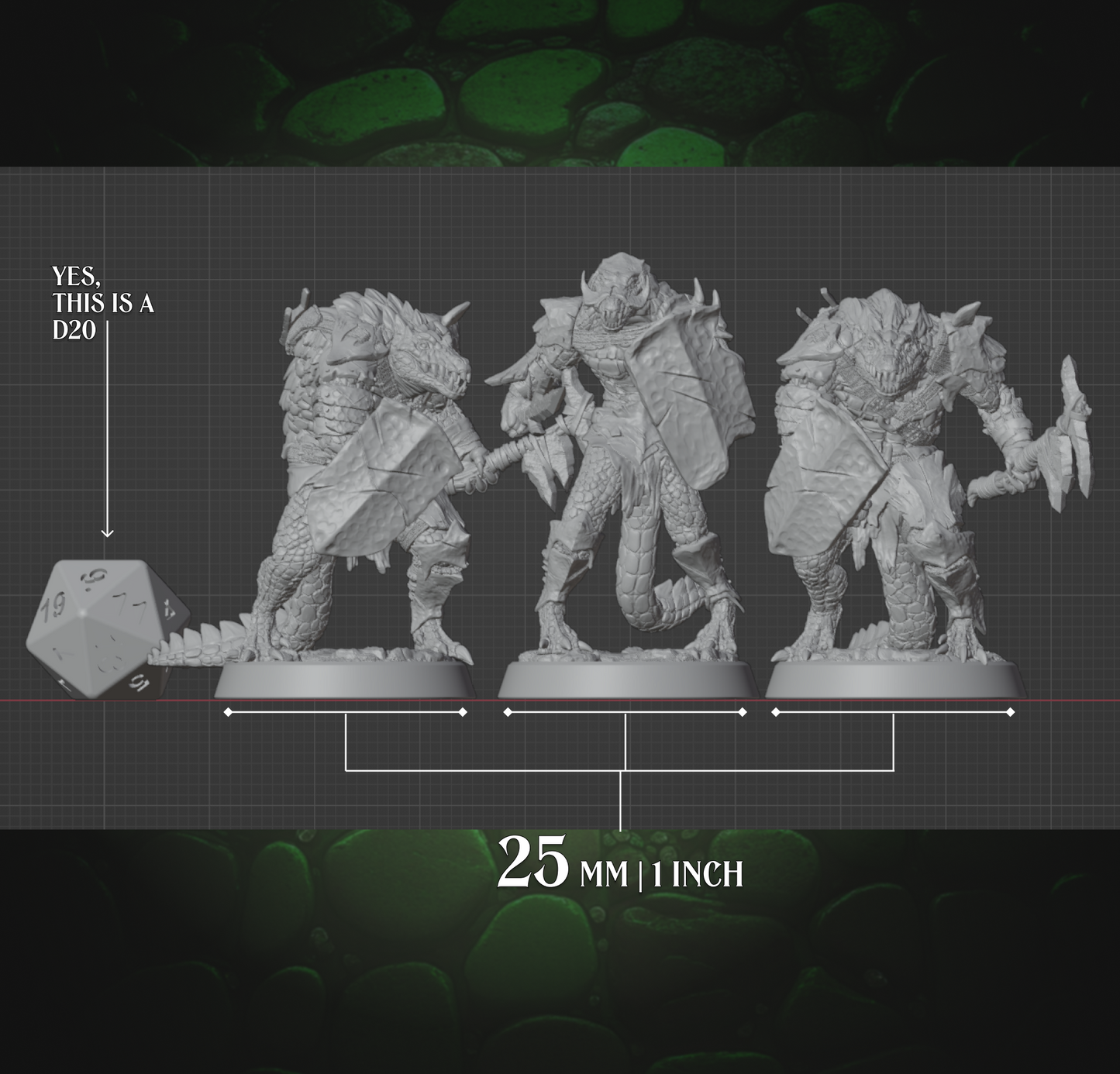 Crocodile Fighter Warband | Shield & Warpick | Medium (1in base) | 5e