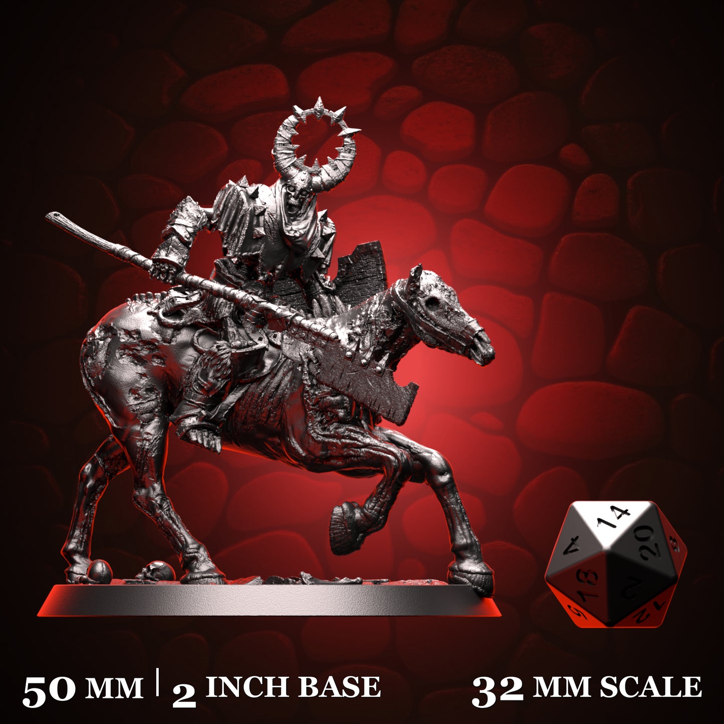 Skeleton Knight Mounted on Zombie Horse d20