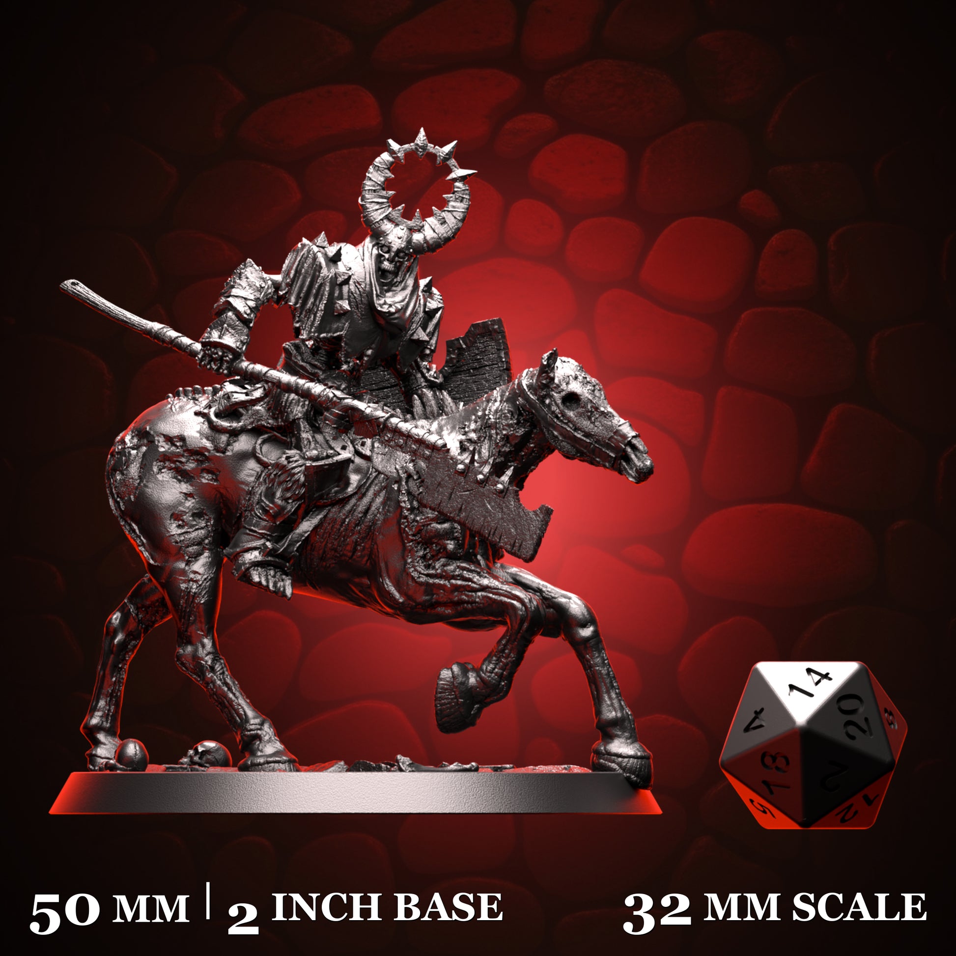 Skeleton Knight Mounted on Zombie Horse d20