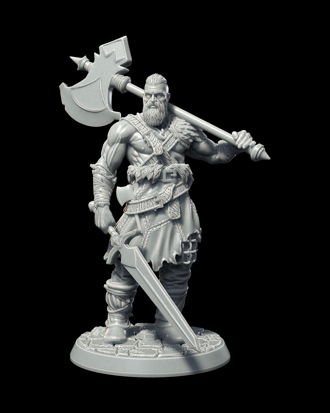 Human Barbarian - Axe & Sword