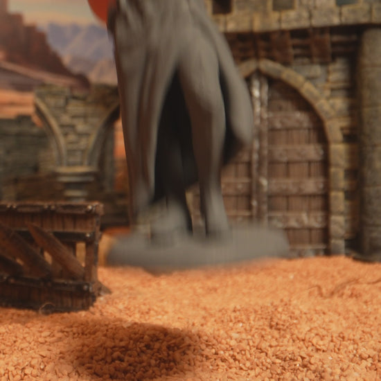 Animation of Female Human Monk miniature, highlighting sculpt details, agile stance, and minimalist gear. | Helios Tabletop